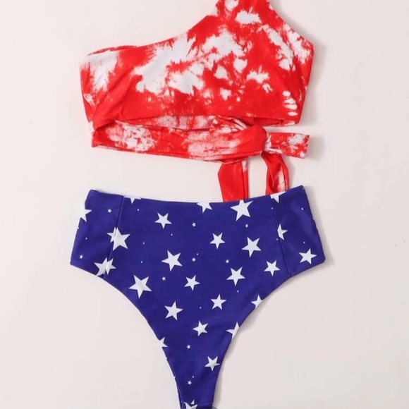Shein red white and blue bathing suit Clearance